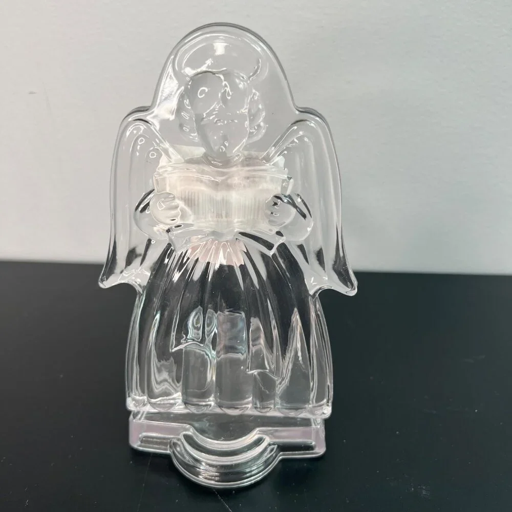 Mikasa Angel Tea Candle Holder & Bell Shaped Clear Crystal Candy Dish Christmas